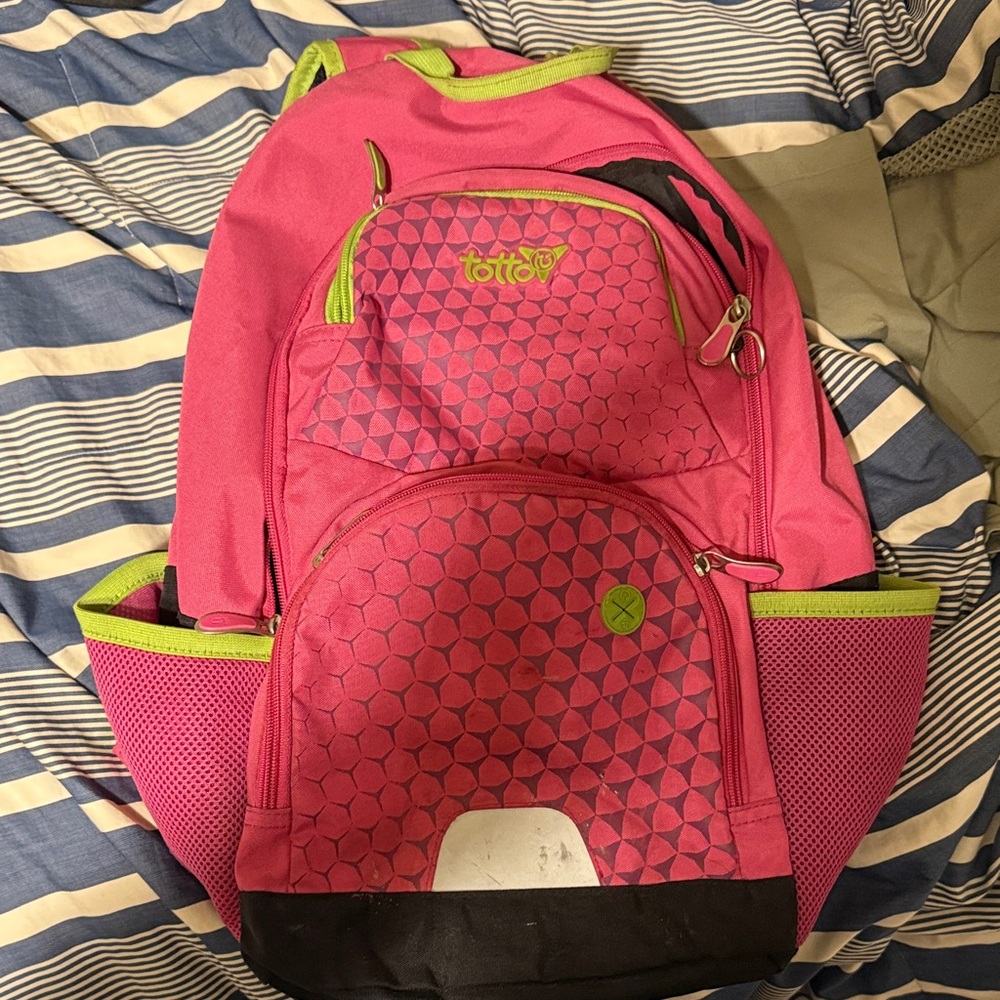 OTTO Pink Backpack with Green Accents